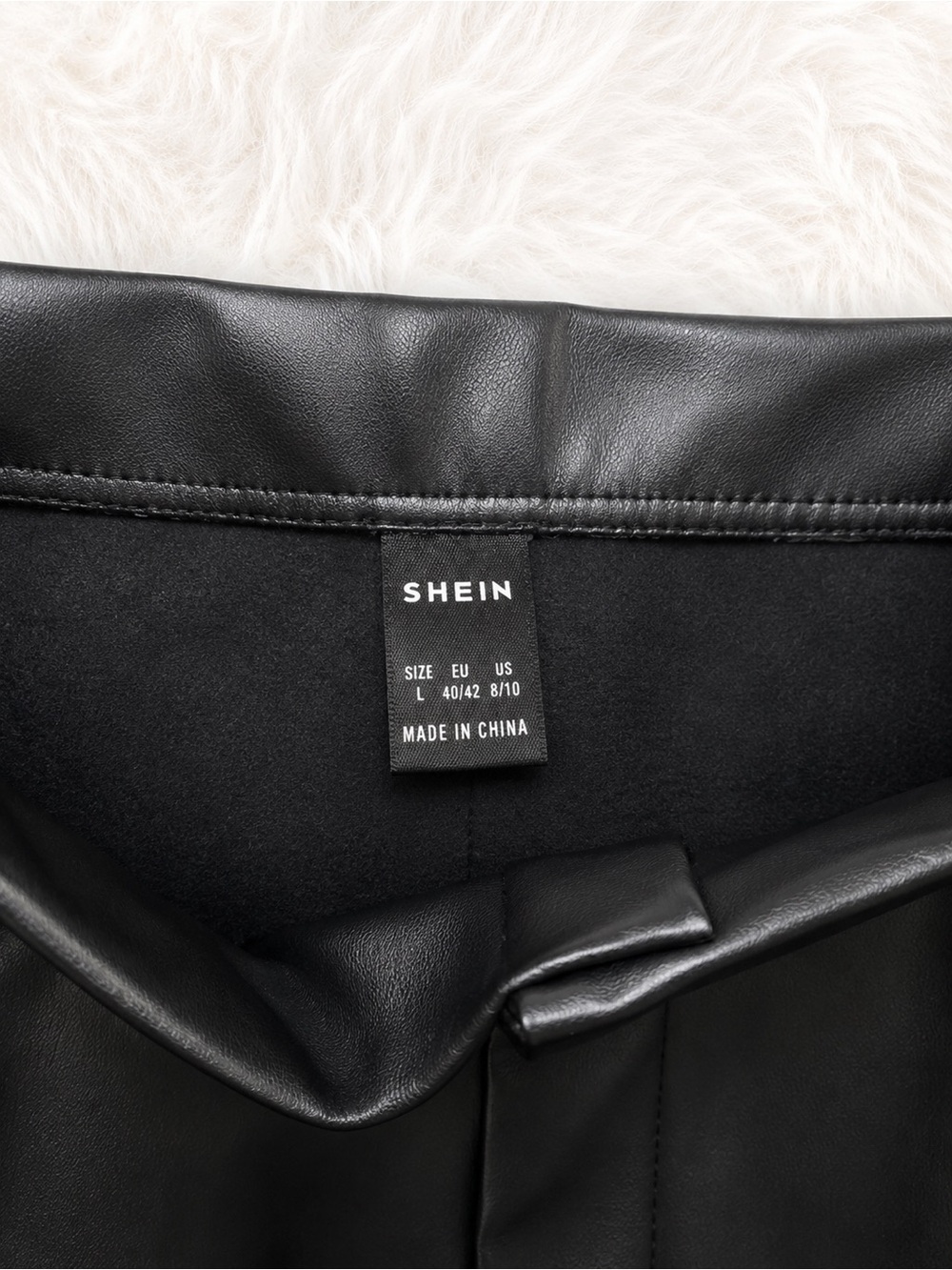 SHEIN Black Faux Leather Flare Pants Large High Rise Vegan Leather Trousers - Picture 3 of 3